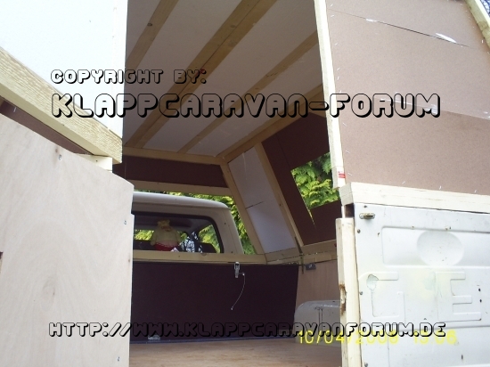 Klappaufbau Rohbau von innen