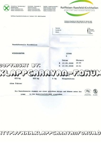 Falter Wiegekarte(Voll beladen für 3 Wochen Urlaub)