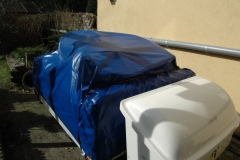 Fahrradtransport - Fixierte Abdeckplane von vorne