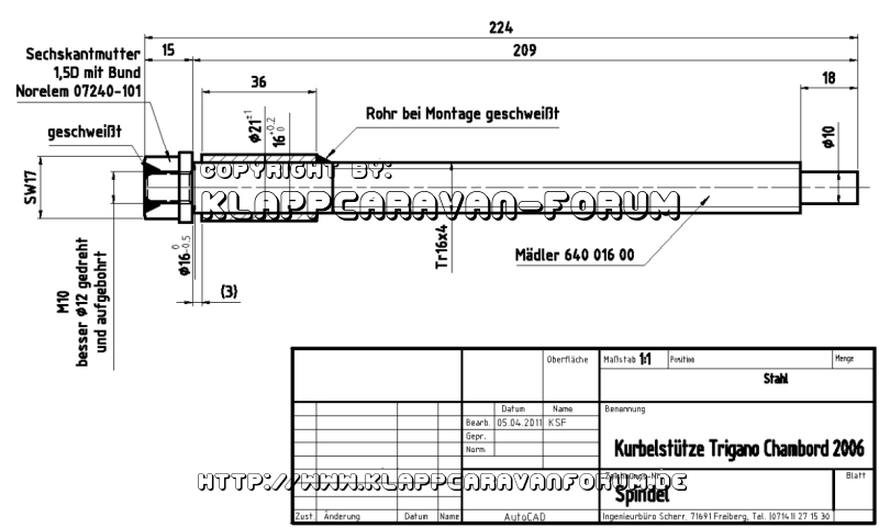 Spindel Kurbelstütze Trigano Chambord 2006