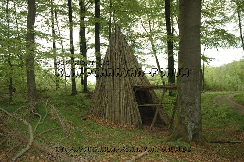 Köhlerhütte im Wald beim CP