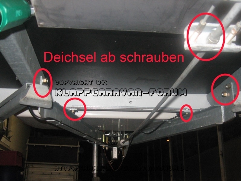 Deichsel ab schrauben